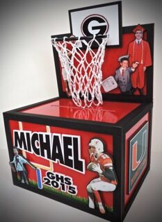 basketball gift card box with real net