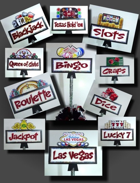 vegas gambling theme centerpieces